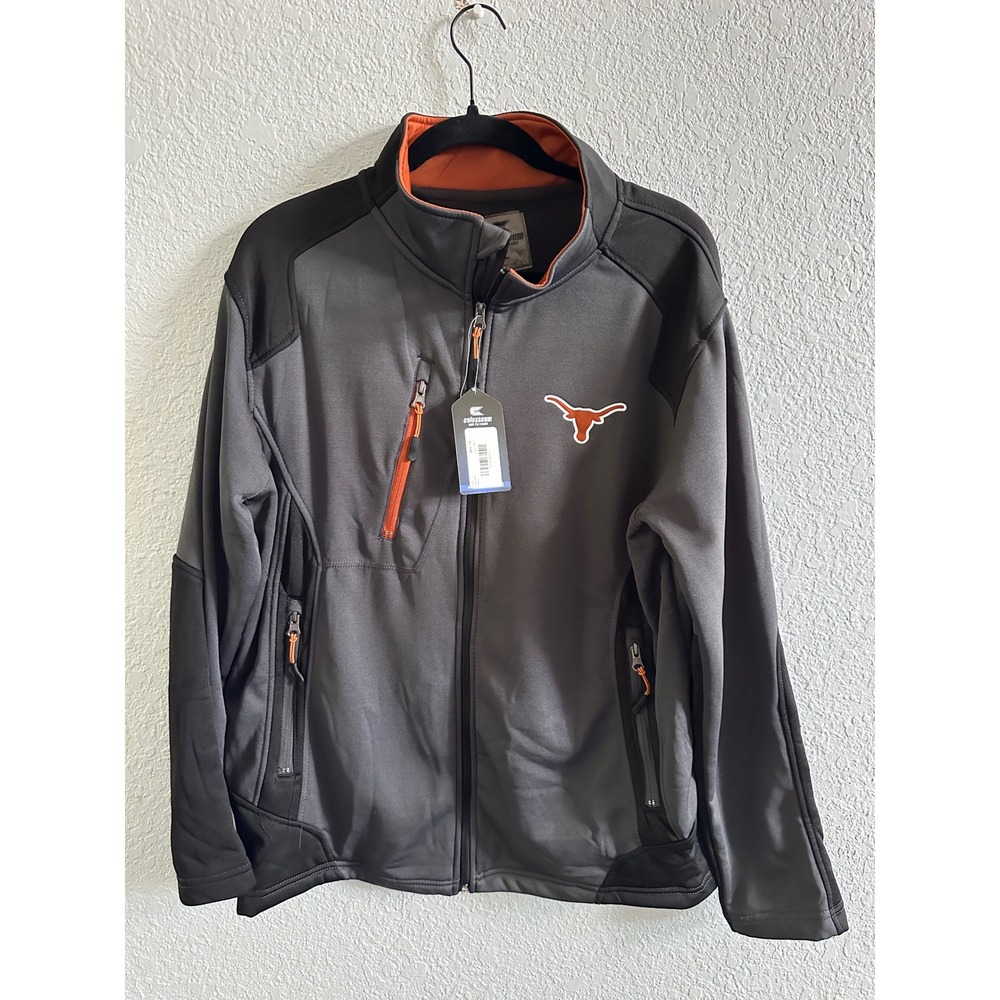 Colosseum NCAA Texas Longhorns Diverge Full Zip Jacket Gray Black Mens Large NWT